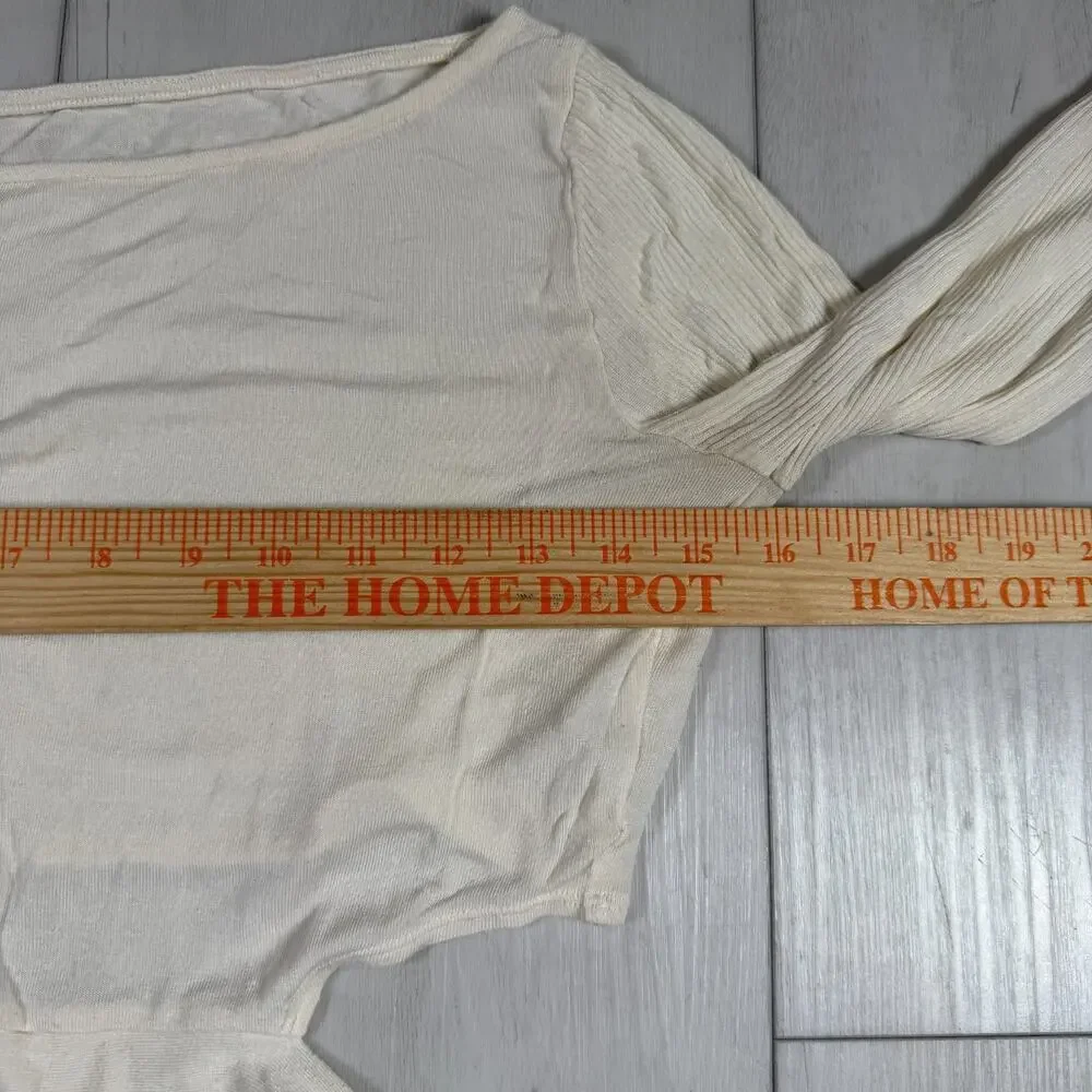ALO Yoga Top Women's Size Small White Ribbed Waist Tie Wrap Long Sleeve